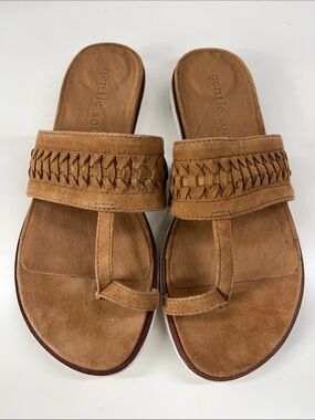 New Gentle Souls by Kenneth Cole Lavern Lite Braid Sandals in Brown Leather Sz 7